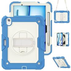 Per iPad Air 11 2024 Custodia protettiva in silicone + tablet PC (crema+blu navy)