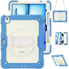 Per iPad Air 13 2024 Custodia protettiva in silicone + tablet PC (crema+blu navy)