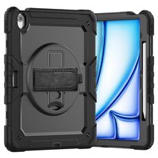 Custodia per tablet PC ibrida in silicone per iPad Air 13 2024 con tracolla (nera)