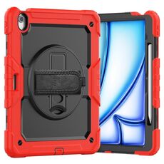 Per iPad Air 13 2024 Custodia tablet PC ibrida in silicone con tracolla (rossa)