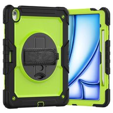Per iPad Air 13 2024 Custodia tablet PC ibrida in silicone con tracolla (giallo verde + nero)