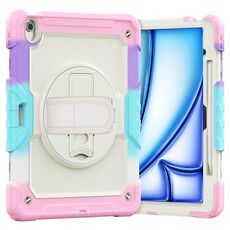Custodia per tablet PC ibrida in silicone per iPad Air 13 2024 con tracolla (rosa mimetico)