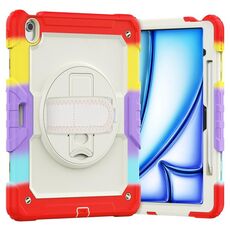 Custodia per tablet PC ibrida in silicone per iPad Air 13 2024 con tracolla (rosso mimetico)