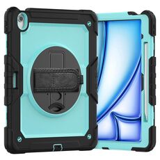 Per iPad Air 13 2024 Custodia tablet PC ibrida in silicone con tracolla (azzurro + nero)