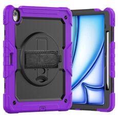 Per iPad Air 13 2024 Custodia tablet PC ibrida in silicone con tracolla (viola)