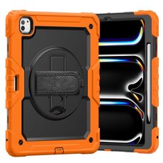 Per iPad Pro 13 2024 Custodia tablet PC ibrida in silicone con tracolla (arancione)