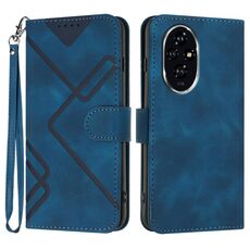 Custodia per cellulare in pelle con motivo Skin Feel per Honor 200 Line (blu reale)
