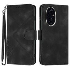 Custodia in pelle con motivo a linee per Honor 200 (nera)