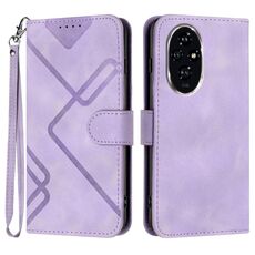Custodia in pelle con motivo a linee per Honor 200 (viola chiaro)
