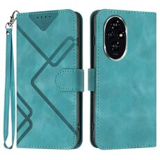 Per Honor 200 Custodia in pelle con motivo a linee Skin Feel (azzurro)
