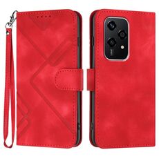 Per Honor 200 Lite Custodia per cellulare in pelle con motivo Global Line Skin Feel (rossa)