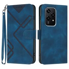 Custodia per cellulare in pelle con motivo pelle globale per Honor 200 Lite (blu reale)