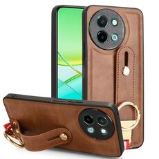 Custodia per cellulare con retro in pelle per vivo Y38 5G / Y200i 5G (marrone)