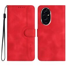 Custodia per telefono in pelle per Honor 200 con motivo a cuore Skin Feel (rosso)