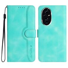 Custodia per telefono in pelle per Honor 200 con motivo a cuore Skin Feel (azzurro)