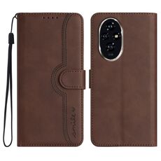 Custodia per telefono in pelle per Honor 200 Pro con motivo a cuore Skin Feel (marrone)