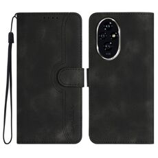 Custodia in pelle con motivo a cuore per Honor 200 Pro (nero)