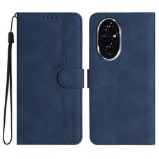 Custodia per cellulare in pelle con motivo a cuore per Honor 200 Pro (blu reale)