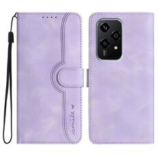Custodia in pelle con motivo a cuore per Honor 200 Lite (viola)
