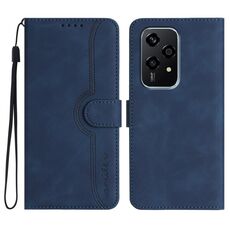 Per Honor 200 Lite Custodia per cellulare in pelle con motivo a cuore globale (blu reale)