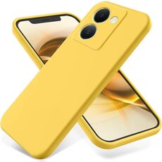 Custodia per telefono a copertura totale antigoccia in silicone liquido tinta unita per vivo Y27s (gialla)