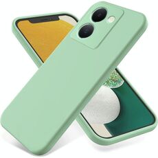 Custodia per telefono a copertura totale antigoccia in silicone liquido tinta unita per vivo Y27s (verde)