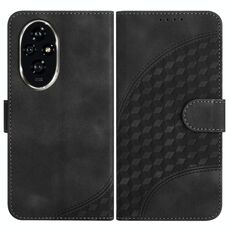 Per Honor 200 Pro YX0060 Custodia in pelle per telefono con testa di elefante in rilievo con cordino (nero)