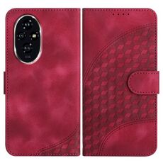 Per Honor 200 Pro YX0060 Custodia in pelle per telefono con testa di elefante in rilievo con cordino (rosa rossa)