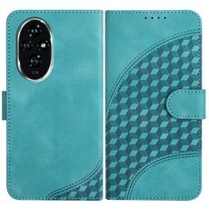 Per Honor 200 Pro YX0060 Custodia in pelle per telefono con testa di elefante in rilievo con cordino (azzurro)
