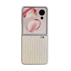 Custodia per telefono in pelle geometrica sfumata con vernice perlescente per Honor Magic V Flip (oro)
