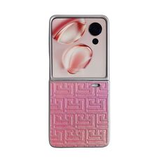 Custodia per telefono in pelle geometrica sfumata con vernice perlescente per Honor Magic V Flip (rosa)