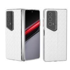 Custodia per telefono in PU con struttura trasparente in tessuto intrecciato For Honor Magic V2 RSR Porsche Design (bianca)