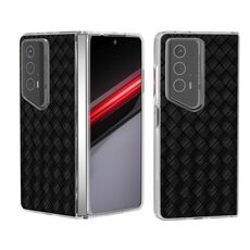 Per Honor Magic V2 RSR Porsche Design Custodia per telefono in PU con struttura in tessuto trasparente (Nero)