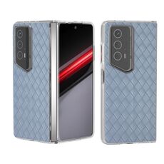 Custodia per telefono in PU con struttura trasparente e motivo intrecciato For Honor Magic V2 RSR Porsche Design (azzurro chiaro)
