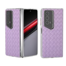 Per Honor Magic V2 RSR Porsche Design Texture intrecciata Custodia per telefono in PU con cornice trasparente (Viola)