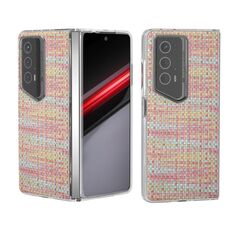 Custodia per telefono in PU con cornice trasparente colorata per Honor Magic V2 RSR Porsche Design (rosa)