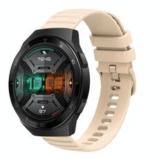 Per Huawei Watch GT 2E Cinturino per orologio in silicone tinta unita con motivo a pois ondulato da 22 mm (beige)