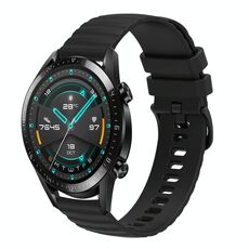 Per Huawei GT2 46mm 22mm cinturino in silicone tinta unita con motivo a pois ondulato (nero)