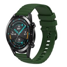 Per Huawei GT2 46mm 22mm cinturino in silicone tinta unita con motivo a pois ondulato (verde militare)