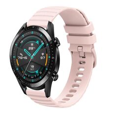 Per Huawei GT2 46mm 22mm cinturino in silicone tinta unita con motivo a pois ondulato (rosa)