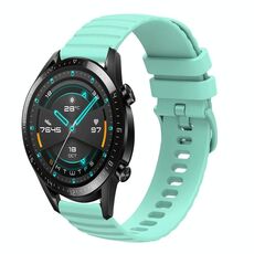 Per Huawei GT2 46mm 22mm cinturino in silicone tinta unita con motivo a pois ondulato (verde acqua)