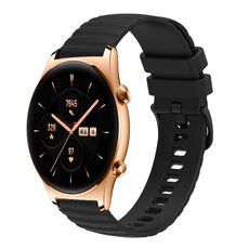 For Honor Watch GS 3 22mm Cinturino in silicone a tinta unita con motivo a punti ondulati (nero)