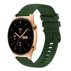 For Honor Watch GS 3 Cinturino per orologio in silicone tinta unita con motivo a punti ondulati da 22 mm (verde militare)