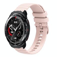 For Honor Watch GS Pro 22mm Cinturino in silicone a tinta unita con motivo a punti ondulati (rosa)