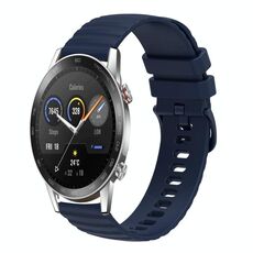 Per Honor Magic Watch 2 46mm 22mm Cinturino in silicone tinta unita con motivo a pois ondulato (blu navy)