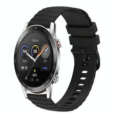 Per Honor Magic Watch 2 46mm 22mm Cinturino in silicone a tinta unita con motivo a punti ondulati (nero)