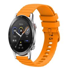 Per Honor Magic Watch 2 46mm 22mm Cinturino in silicone tinta unita con motivo a pois ondulato (giallo)