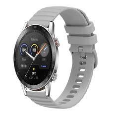For Honor Magic Watch 2 46mm 22mm Cinturino in silicone a tinta unita con motivo a punti ondulati (grigio)