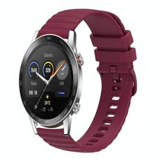 Per Honor Magic Watch 2 46mm 22mm Cinturino in silicone tinta unita con motivo a punti ondulati (rosso vino)