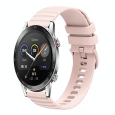 Per Honor Magic Watch 2 46mm 22mm Cinturino in silicone tinta unita con motivo a punti ondulati (rosa)
